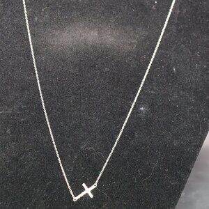 Sterling Silver Cross w/Silver Chain & Cubic Crystals-Infinity Cross Necklace17"